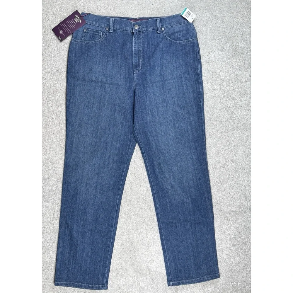 Gloria Vanderbilt Amanda Jeans Womens 16 Blue Tapered Phoenix Wash Classic Fit